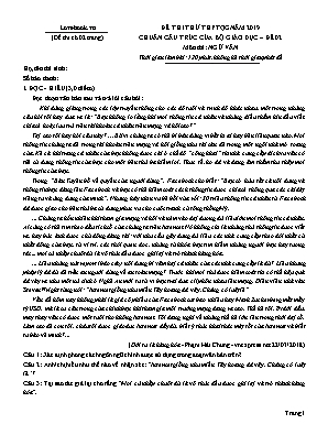 Đề thi thử THPT Quốc gia môn Ngữ văn năm 2019 - Đề số 02 (Có đáp án)